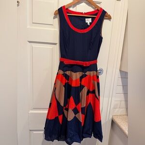 Milly Navy and Red Sleeveless Dress